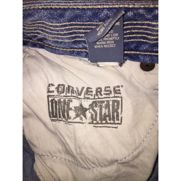 Converse One Star Womens Jeans 6 30x32 Cotton Spandex Blend Blue Worn Distressed - Picture 8 of 12